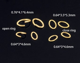 14K Gold Filled Oval Jump Rings, Gold Filled Oval Jump Ring, Closed Jump Ring, Open Jump Ring, Wire Thick 0.64mm/0.76mm(22 gauge/20.5 gauge)