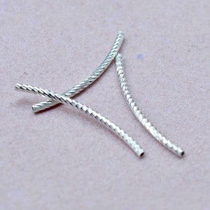 Sterling Silver Twist Tube Beads, Curve Tube Bead, Noodle Tube Bead, Spiral Bead, Wavy Bead, Bracelet Spacer, Curved Bead, 20/25/30/35/40mm