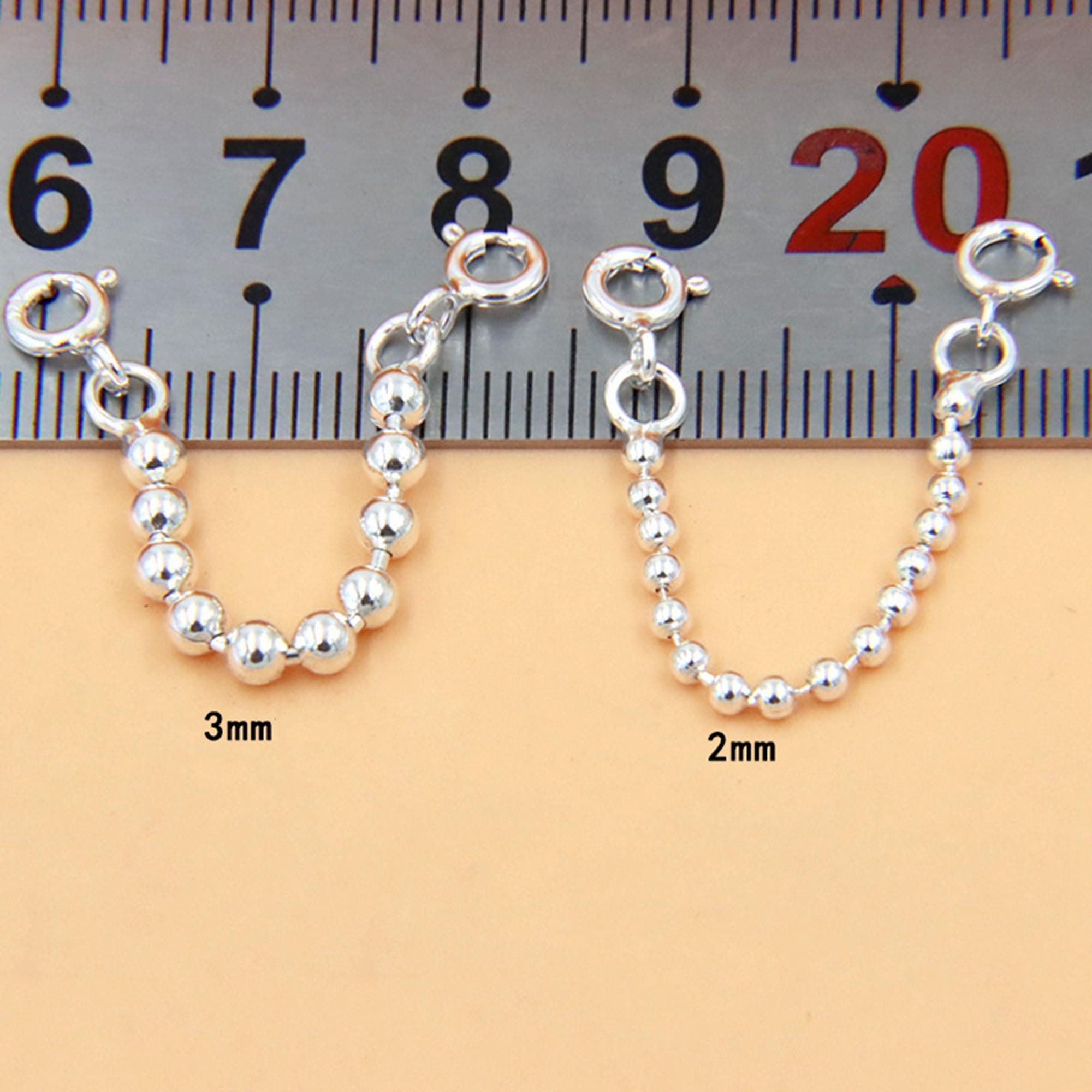 3pcs Sterling Silver Ball Chain Extensions W/spring Clasp, S925 Ball ...