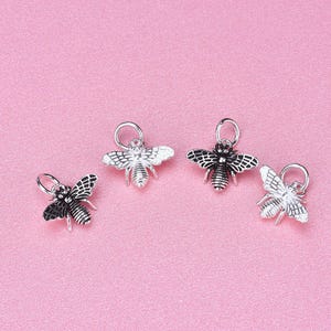 Sterling Silver Bee Charm Pendant, Bumble bee Bracelet, Honeybee Necklace, Buzzing bee Earring, Small Charm, Animals Jewelry, Insect Charm