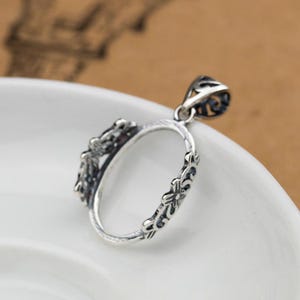 Sterling Silver Flower Pendant Setting, Oval Bezel, Pendant w/ Oval Bezel Cup, Cabochon Settings 12x14mm 13x16mm 14x17mm 15x19mm 16x20mm