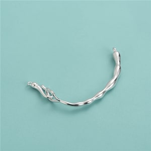 Sterling Silver Curve Tube Connector, Silver Curve Bar Tube Bead, Silver Noodle Tube Bead, Bar Tube Connector 43mm 50mm