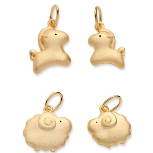 Gold Plated over Sterling Silver Twelve Zodiac Charm, Animals Charm, Silver Twelve Zodiac Charm, Necklace Charms Bulk, Bracelet Charm Bulk