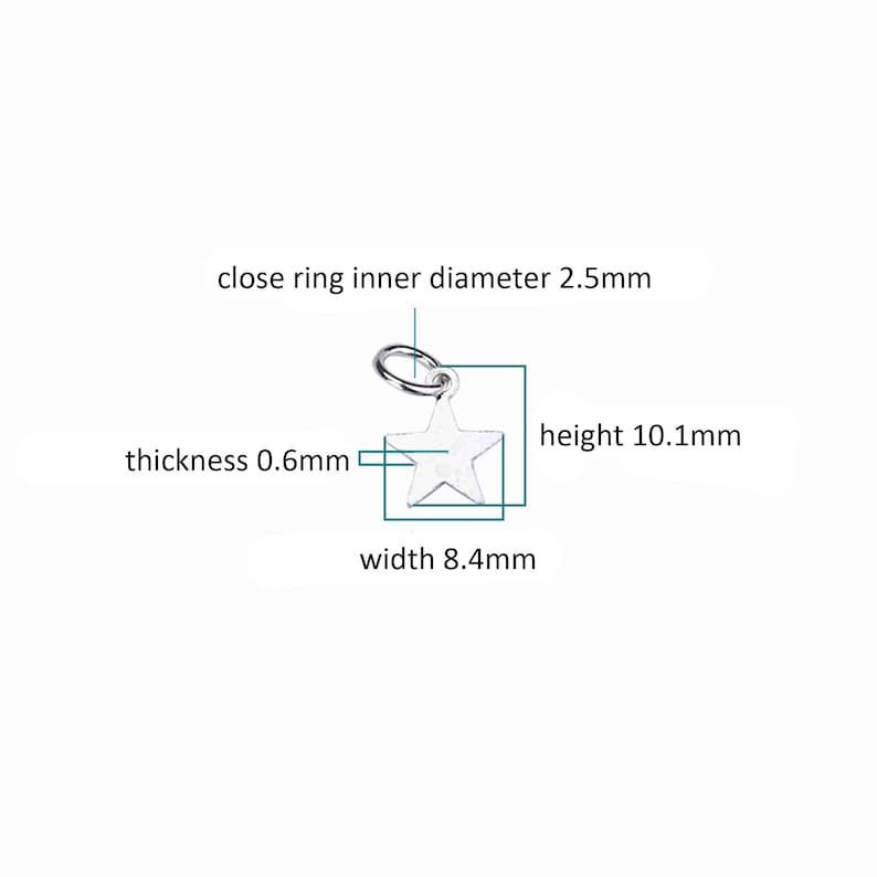 Sterling Silver Star Charm, s925 Silver Star Charm For Jewelry Making Supplies, Bracelet Charm, Earring Charm, Necklace Charm image 7