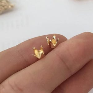 14K Gold Filled Round Basket 4 Prong Settings, Gold Filled Claw Bezel cup, Claw Bezel Setting For Earring Making Supplies