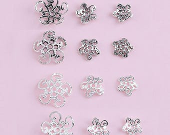 Sterling Silver Bead Caps, s925 Silver Beads Cap For Jewelry Making Supplies, Bracelet Beads Cap, Flower Bead Caps 11mm 7mm 8mm