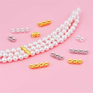 Sterling Silver CZ Bar Beads,s925 Silver Two Hole/Three Hole/Four Hole Bar Bead, Rectangle Beads,Pearl Bar Bead, Geometric Bead, Slider Bead