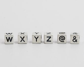 Sterling Silver Letter Beads, Sterling Silver Alphabet Cube Beads, s925 Silver Letter Beads, Cubic Beads, Bracelet Beads 4.6*4.6mm