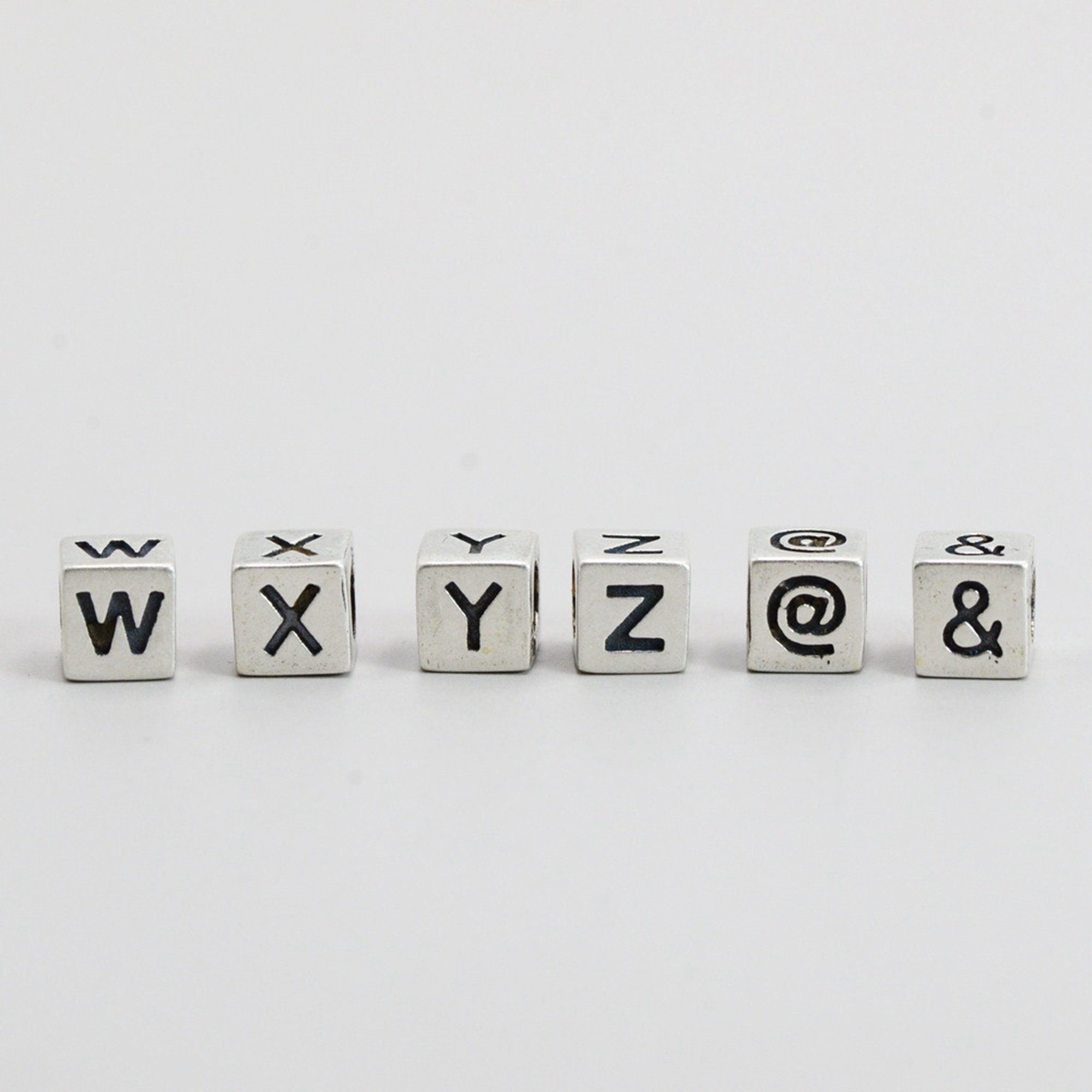Letter Beads - 7mm Small Cube Square White Alphabet Acrylic or Resin Beads  - 300 pc set