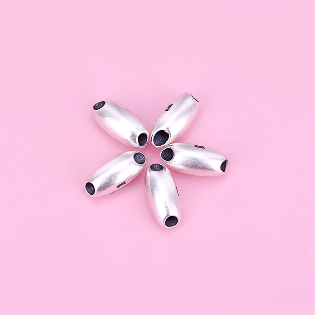 Sterling Silver Oval Beads, Rice Bead, Olive Bead, Bean Shape Bead