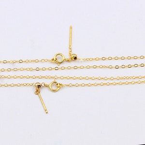 14K Gold Filled Cable Chain with Spring Ring Clasp Stopper Bead, Gold Filled Flat Cable Necklace Chain,Finished Cable Chain 1mm 1.35mm 1.5mm