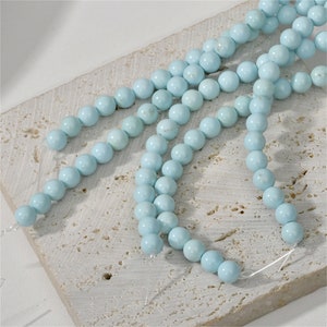 Cuentas redondas de color turquesa azul natural, hebras completas, cuentas naturales genuinas, cuentas de pulsera, cuentas de piedras preciosas de color turquesa, cuentas de gemas sueltas 6 8 10 mm