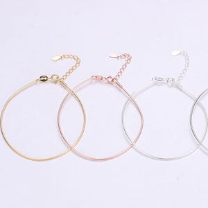 Sterling Silver Bangle Bracelet, Unfinished Bangle Bracelet for Beading w/ Screw Pin and Spring Clasp, Adjustable Bangle Bracelet