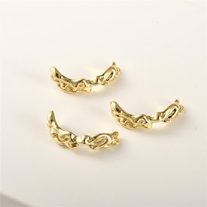 14K Gold Plated Curve Tube Connector,Half Finger Ring Connector For DIY Bracelet,Artisan Connector,Half Circle Connector,Irregular Connector
