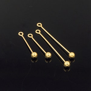 14K Gold Filled Threaded Ball Eye Pins, Gold Filled Screw Eyepins, 3mm Bead Eye Pins, Thickness 22 gauge 0.64mm, Length 15mm 25mm