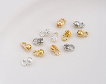 Cuentas de extremo redondo chapadas en oro, cuentas de extremo de cubierta chapadas en oro, cuentas de engarzado de extremo pequeño, extremos espaciadores, cuentas de extremo de collar de pulsera de 3,5 mm