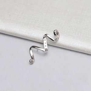 30pcs Sterling Silver Pendant Setting, Silver Lightning Pendant Setting For Jewelry Making Supplies, Half Drilled Pearl Mounts, CZ Peg&Cup
