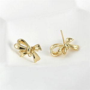 14K Gold Plated Bowknot Stud Earring, Ribbon Earring, Bow Tie Stud Earrings, Trendy Bow Earrings, Knot Ear Stud, Butterfly Bow Earrings