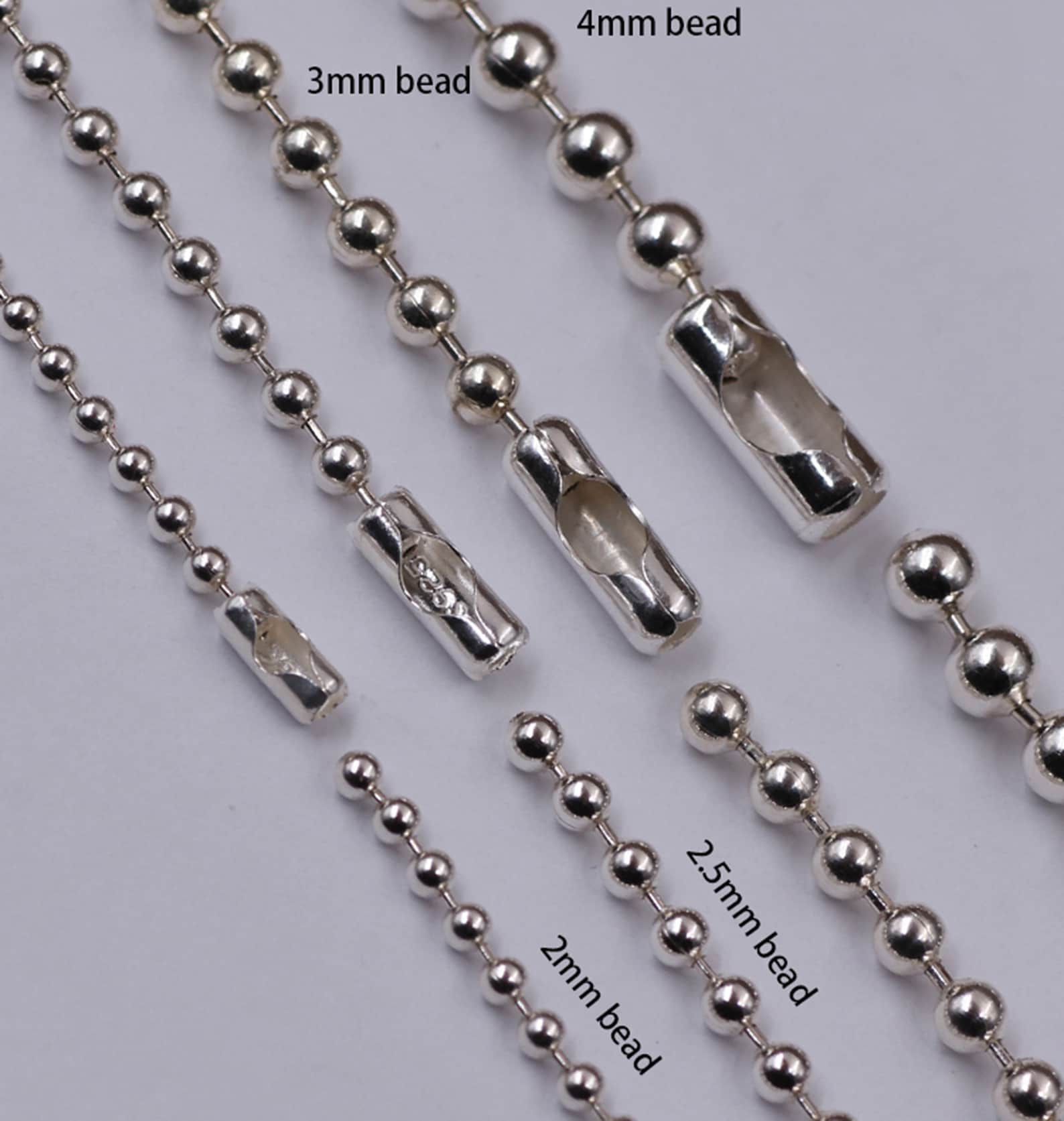 Chain Closures Sterling Silver Ball Chain Closures, 925 Silver Ball Chain Clasp, 925 ...