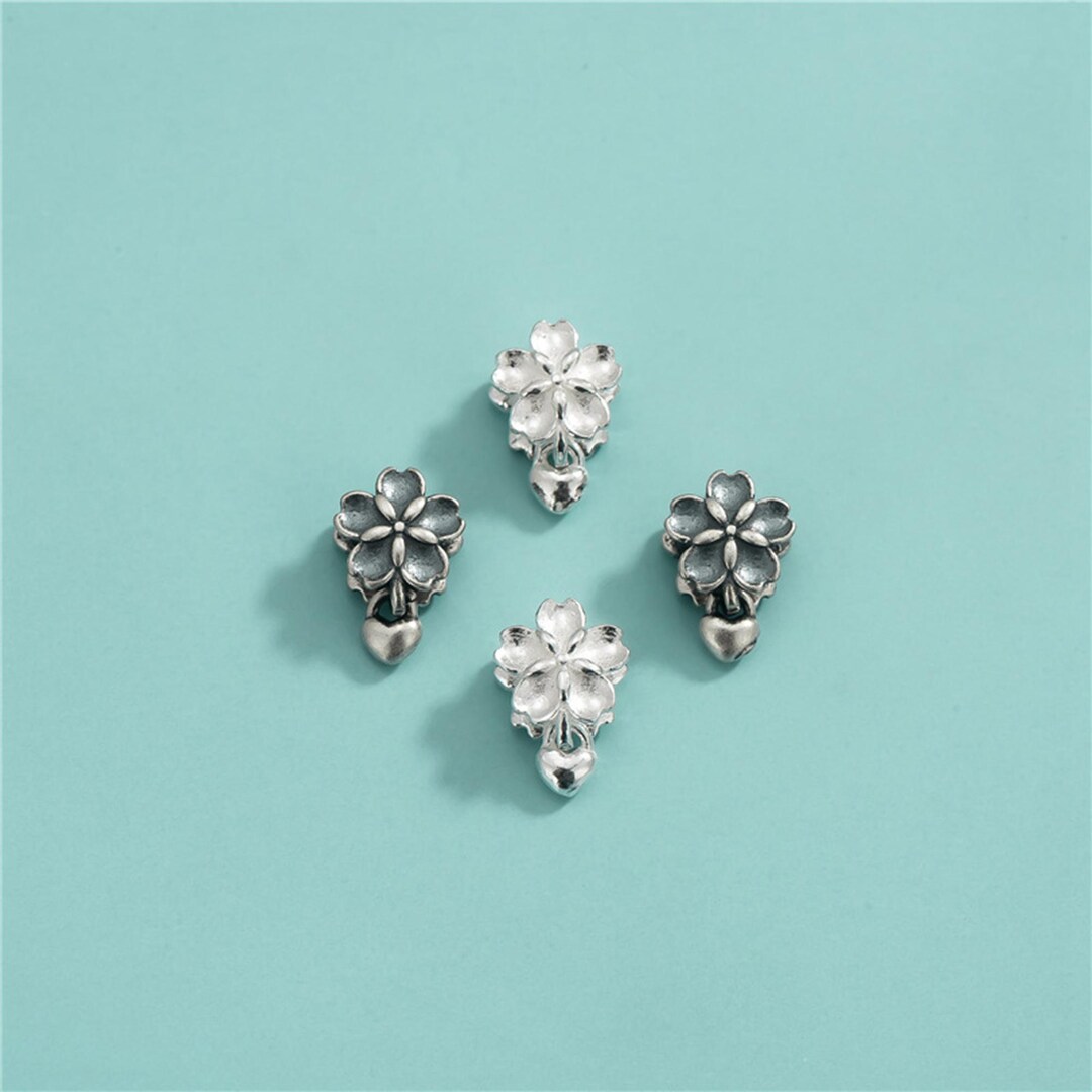 Ciondolo A Forma Di Fiore E Cuore In Smalto E Argento Sterling 925, Con Perline, Per Bracciali E Gioielli Europei - 5