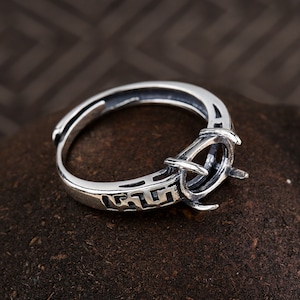 Sterling Silver Ring Setting, s925 Silver Oval Bezel Cup Setting, Sterling Silver Ring Blanks, Adjustable Ring Blanks 7*9mm