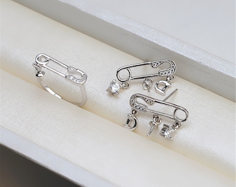 Sterling Silver CZ Broon Pin Post Earring Settings, Post Earring Blank, Stud Earring Post, Half Drilled Pearl Mounts,Cup and Peg 5mm 6mm 7mm