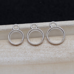 Sterling Silver Pendant Setting, S925 Silver Round Bezel For Jewelry Making, Pendant w/ Bezel Cup, Cabochon Settings 10mm 11mm 12mm