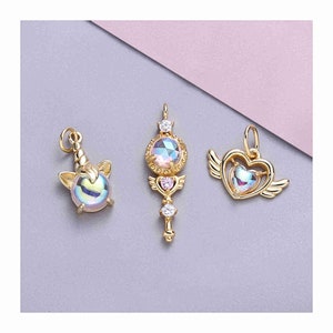 Sailor Moon Open Bezel Charms for Crafting, Metal Anime Charms for Keychains  and Jewelry 