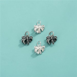 Sterling Silver Bow Charms,S925 Silver Bow Pendant Earrings For DIY Jewelry Making Supplies,Bow Earring Stud Charm,Everyday Earrings 10*9mm