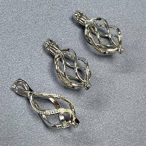 Sterling Silver Bird Cage Pendant Setting, S925 Silver Pearl Cage Pendant Pearl or Gemstone Bead, Bird Cage Pendant 7mm 8mm 9mm 10mm