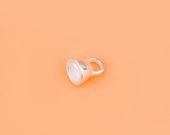 Sterling zilveren koordeindkap met lus, ronde eindkapconnector van S925 zilver, kralentip voor het maken van kettingen, armbanden en doe-het-zelf sieraden.