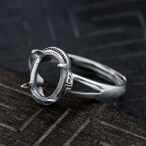 Sterling Silver Ring Setting, s925 Silver Oval Bezel Cup Setting For Jewelry Making Supplies,Adjustable Ring Blanks 7*10/9*12/10*14/12*16mm