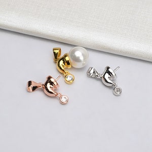 Sterling Silver Pendant Setting, s925 Silver Christmas Santa Pendant Setting For Jewelry Making Supplies, Half Drilled Pearl Mounts, Peg&Cup