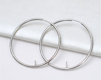 Sterling Silver Endless Hoop Earring, s925 Silver Round Earwire Hoops, Earring Hoop, Ear Hoop with Peg Mountings, Half Drilled Pearls