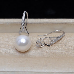 Sterling Silver Earring Settings, CZ High Heels Shoe Hook Earrings, Spoon Earring Blanks, Half Drilled Pearl Beads, Flower Cup Peg 14mm 15mm