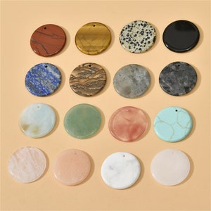 30mm Natural Gemstone Disc Earring Component,Flat Round Shape For Necklace Earrings Making Supplies,Round Disc Charm,Loose Gemstone Discs