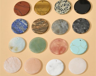 30mm Natural Gemstone Disc Earring Component,Flat Round Shape For Necklace Earrings Making Supplies,Round Disc Charm,Loose Gemstone Discs