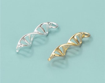 DNA-Anhänger aus Sterlingsilber, DNA-Doppelhelix-Charm, Geschenkidee für Biologie- und Chemiebegeisterte, Schmuckzubehör für Ohrringe, Halsketten und Armbänder