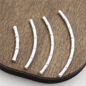 Sterling Silver Bamboo Curve Tube Beads, Sterling Silver Curve Tube Beads, Silver Bamboo Tube Bead,Bracelet Tube Bead 20/25/30/35/40/45/50mm