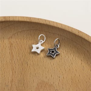 Sterling Silver Double Star Charm Pendant, Celestial Bracelet, Starry Necklace, Pentagram Earring, Sparkling Star Jewelry,Twinkle Star Charm