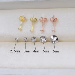10 Pairs Sterling Silver Earring Posts with Earring Back,s925 Silver Earring Stud w/Cup Peg For Half Drilled Pearl 2.5mm 3mm 4mm 5mm 6mm 8mm