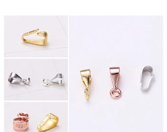 Sterling Silver Pinch Bails, s925 Silver Charm Pinch Bail, Jewelry Bails, Charm Bails, Necklace Pinch, Pendant Pinch Bail for Gemstone