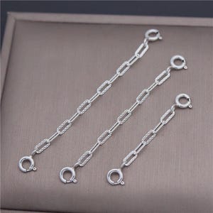 Estensioni per catena quadrata in argento sterling con chiusura a molla, catena di estensione con graffetta 925, catena di estensione per bracciale, catena di estensione per collana