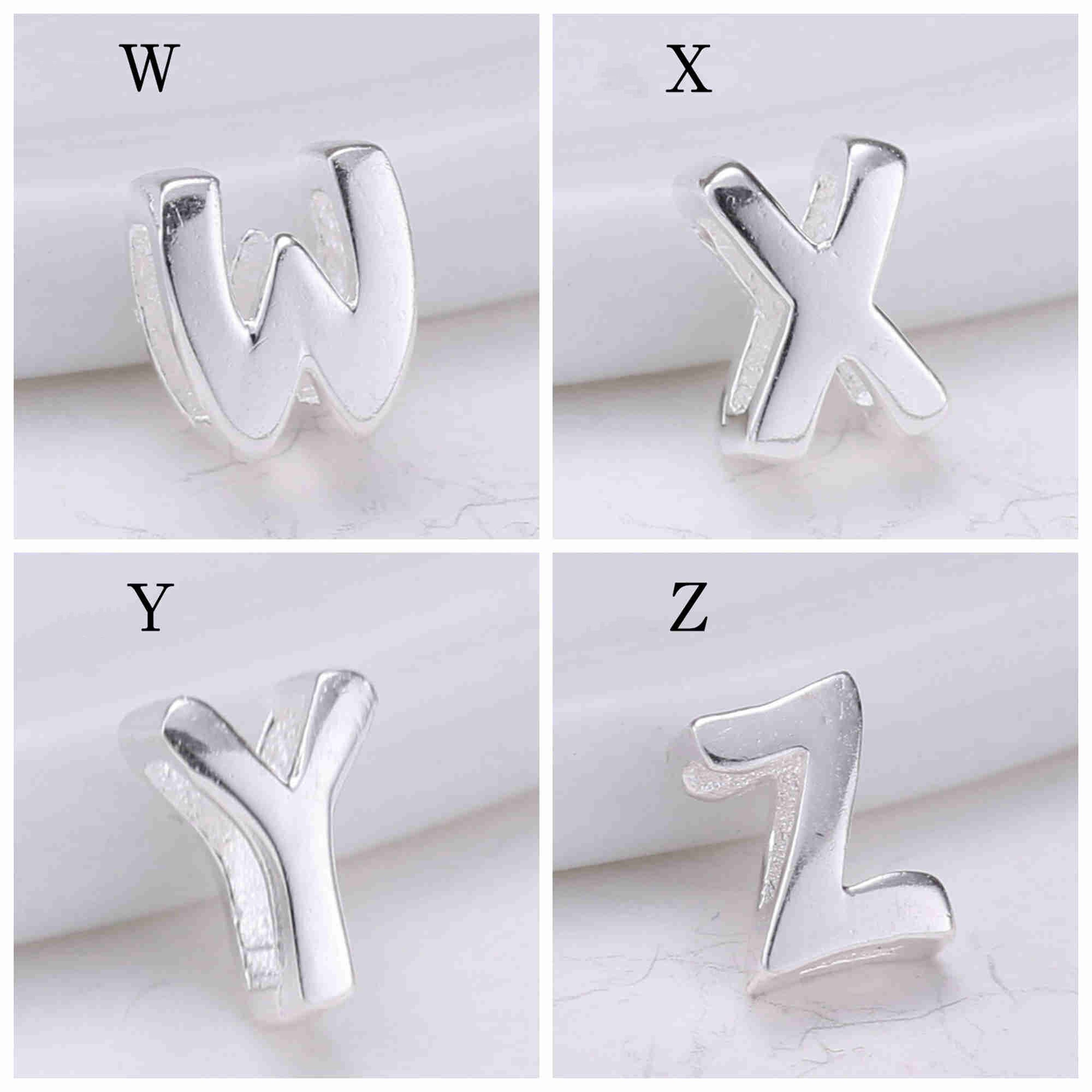 Sterling Silver Letter Beads Sterling Silver Alphabet Beads Etsy