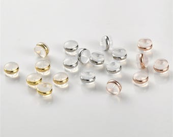 Tapón de silicona para aretes, tapones para los oídos, tapones para los oídos redondos chapados en oro de 18 k, tuercas para los oídos redondas, tapones de seguridad, almohadillas de silicona, tapón para los oídos