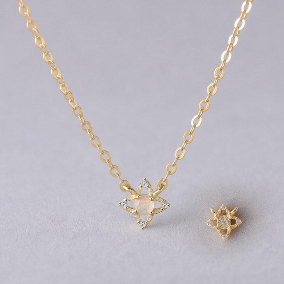 Four Point Star Pendant in Sterling Silver or Gold Over Sterling