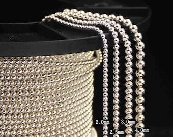 Sterling Silver Ball Chain, s925 Silver Ball Chain For Jewelry Making Supplies, Unfinished Ball Chain Necklace Bracelet 2.0mm 2.5mm 3mm 4mm