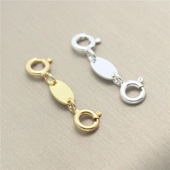 Sterling Silver Blank Oval Tag W/spring Clasp, 925 Silver Spring Ring Clasp  With Quality Tag Set, Blank Disc Connector for Necklace Bracelet 