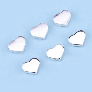 Sterling Silver Beads, Sterling Silver Heart Beads, s925 Silver Heart Beads, Shiny Heart Spacer Beads 5.2*6mm