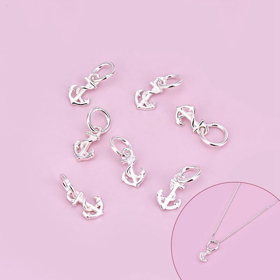 Sterling Silver Anchor Charm Pendant, Nautical Bracelet, Sailor